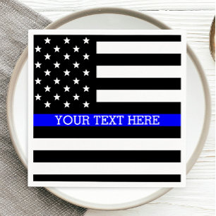 Thin Blue Line - American Flag Personalized Custom Napkin