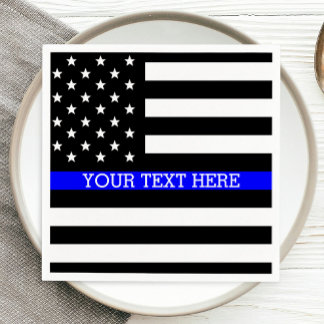 Thin Blue Line - American Flag Personalized Custom Napkin