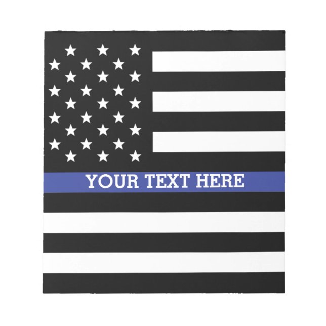 Thin Blue Line - American Flag Personalized Custom Notepad (Front)