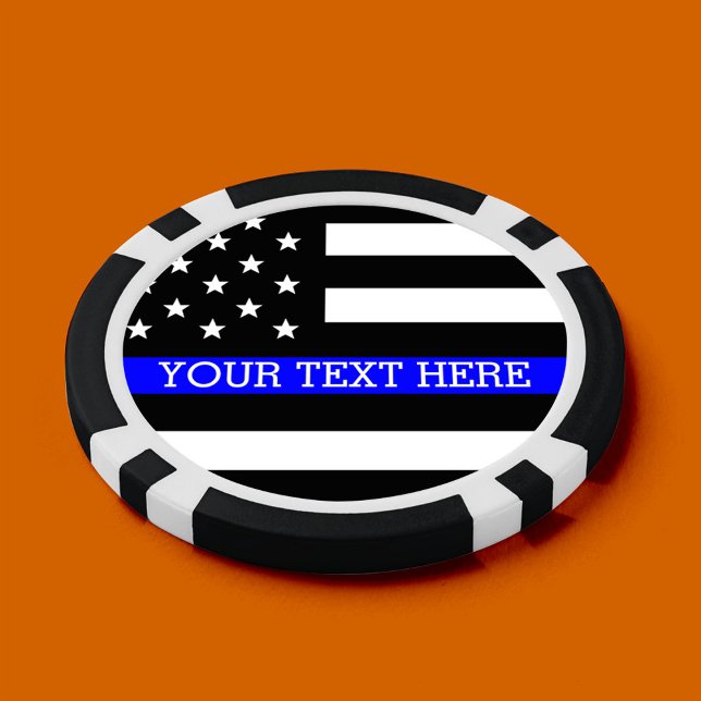 Thin Blue Line - American Flag Personalized Custom Poker Chips (Creator Uploaded)