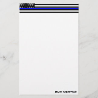 Thin Blue Line - American Flag Personalized Custom Stationery