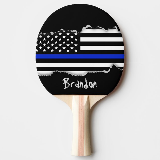 Thin Blue Line American Flag Ping Pong Paddle (Front)