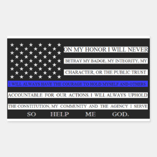 Thin Blue Line American Flag Pledge Sticker
