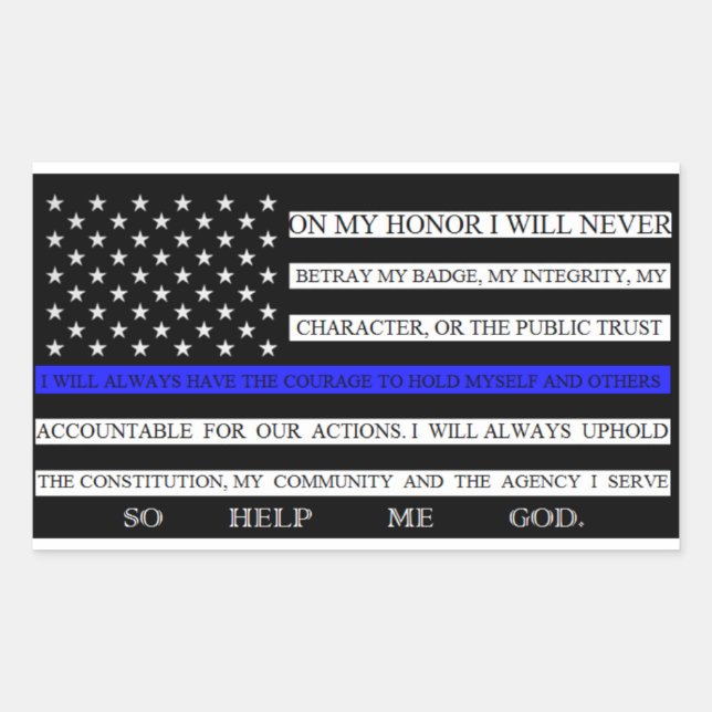 Thin Blue Line American Flag Pledge Sticker (Front)