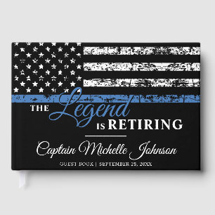Thin Blue Line American Flag Police Retirement Guest Book