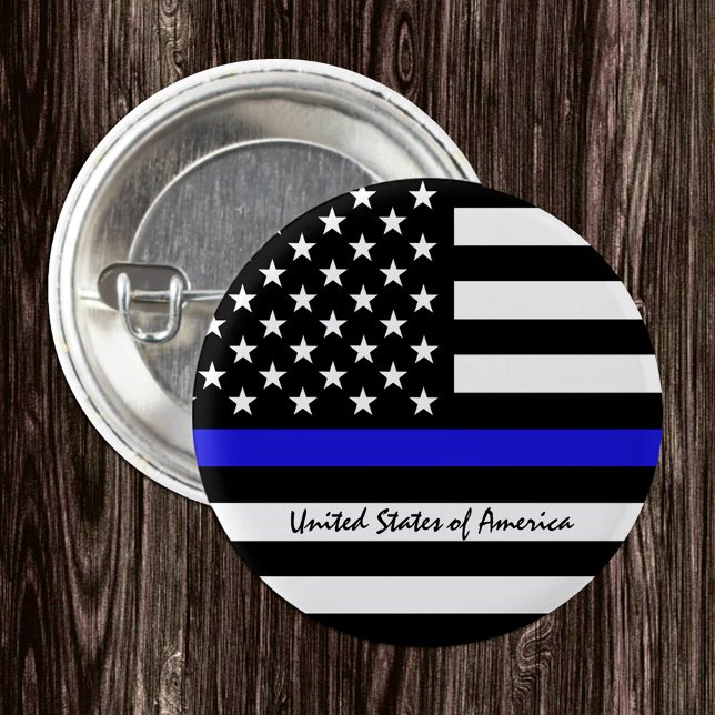 Thin Blue Line & American Flag police / USA office 1 Inch Round Button (Creator Uploaded)