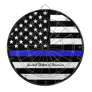 Thin Blue Line & American Flag police / USA office Dartboard