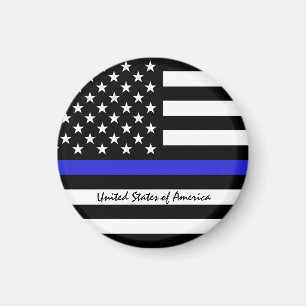 Thin Blue Line & American Flag police / USA office Magnet