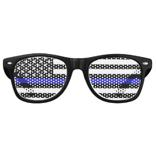 Thin Blue Line & American Flag police / USA office Retro Sunglasses