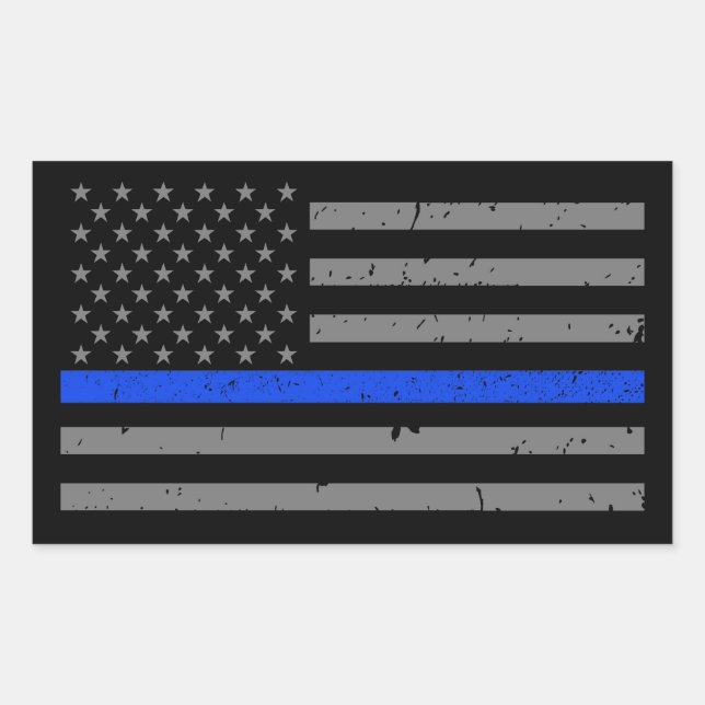 Thin Blue Line American Flag Sticker (Front)