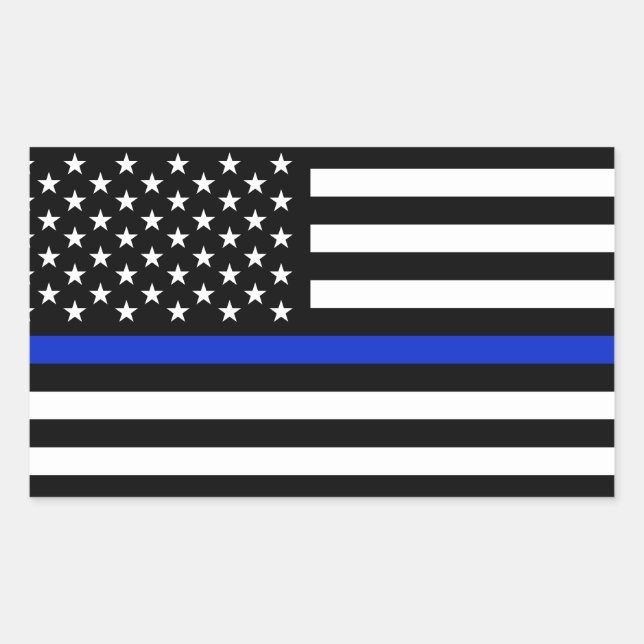 Thin Blue Line American Flag Sticker (Front)