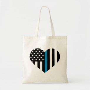 Thin Blue Line American Flag Tote Bag