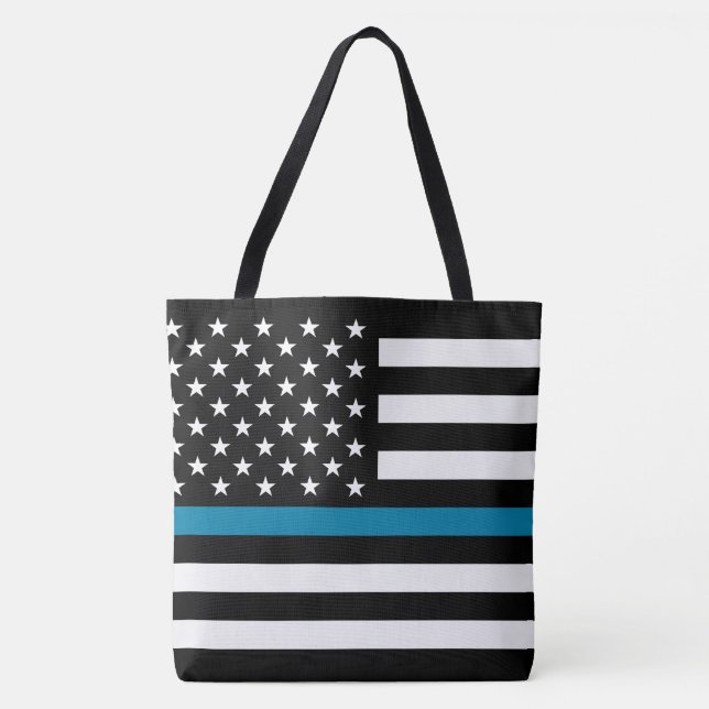 Thin Blue Line American Flag Tote Bag (Front)