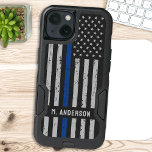 Thin Blue Line - American Flag USA Blue - Police<br><div class="desc">Thin Blue Line iPhone case - USA American flag design in Police Flag colors ,  distressed design .
Perfect for all police officer's ,  police mom's and police wife's . Personalize with name .</div>