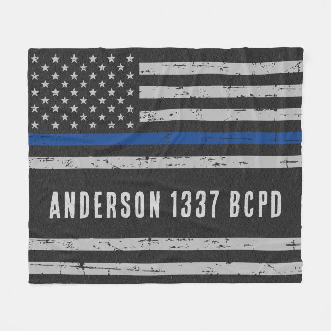 Thin Blue Line - American Flag USA - Police Mom Fleece Blanket (Front (Horizontal))