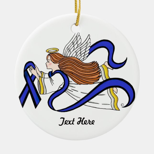 Thin Blue Line Angel Ceramic Ornament (Front)