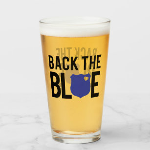 Thin Blue Line Back The Blue Police Support Glass