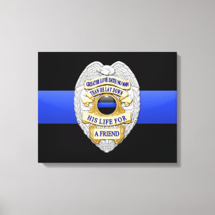 Thin Blue Line & Badge Canvas Print