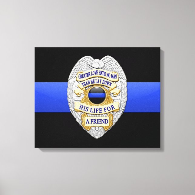 Thin Blue Line & Badge Canvas Print (Front)