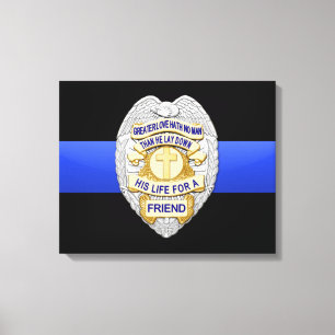 Thin Blue Line & Badge Canvas Print