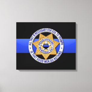 Thin Blue Line & Badge Canvas Print