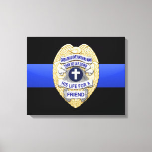 Thin Blue Line & Badge Canvas Print