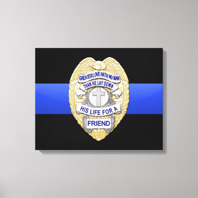 Thin Blue Line & Badge Canvas Print (Front)
