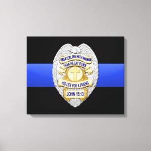 Thin Blue Line & Badge Canvas Print