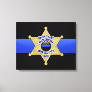 Thin Blue Line & Badge Canvas Print