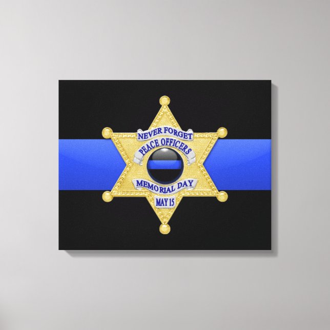 Thin Blue Line & Badge Canvas Print (Front)