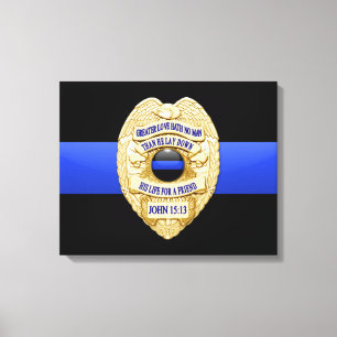 Thin Blue Line & Badge Canvas Print