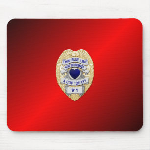 Thin Blue Line Badge Mouse Pad