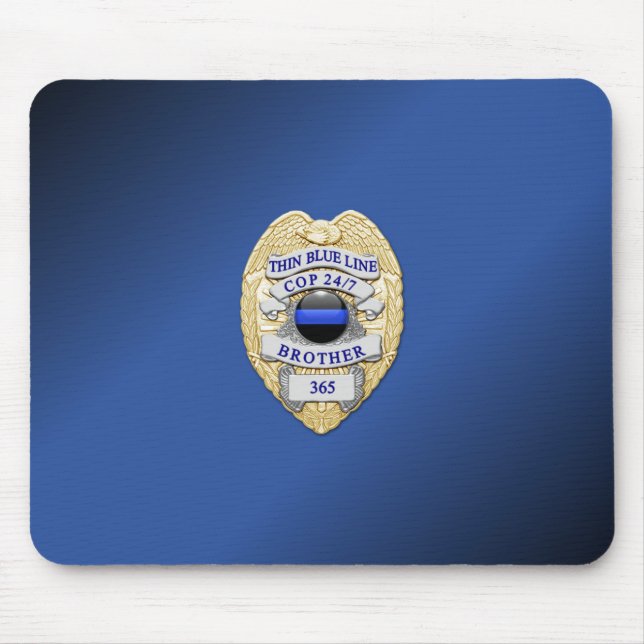 Thin Blue Line Badge Mouse Pad (Front)