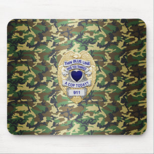 Thin Blue Line Badge Mouse Pad