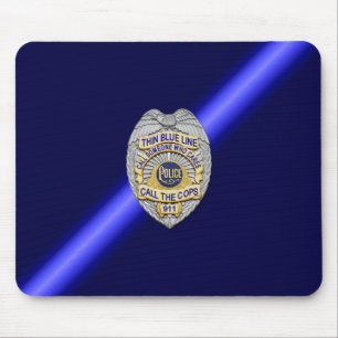 Thin Blue Line Badge Mouse Pad