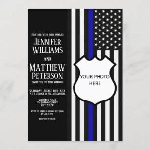 Thin Blue Line Badge Photo Insert Invitation