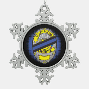 Thin Blue Line Badge Snowflake Pewter Christmas Ornament
