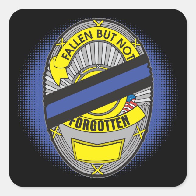 Thin Blue Line Badge Square Sticker (Front)