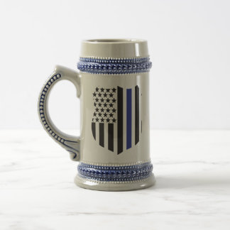 Thin Blue Line Badge, Support Police Beer Stein