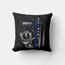 Thin Blue Line Badge Throw Pillow