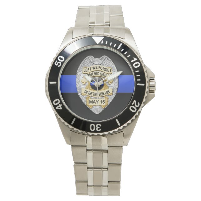 Thin Blue Line Badge Watch (Front)