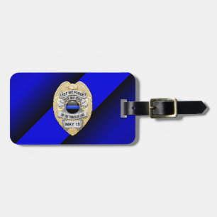 Thin Blue Line Badge with Button on Reverse Luggage Tag