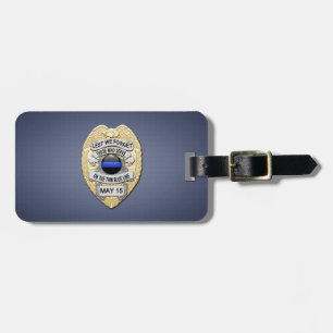 Thin Blue Line Badge with Button on Reverse Luggage Tag