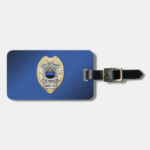 Thin Blue Line Badge with Button on Reverse Luggage Tag