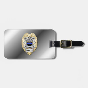 Thin Blue Line Badge with Button on Reverse Luggage Tag