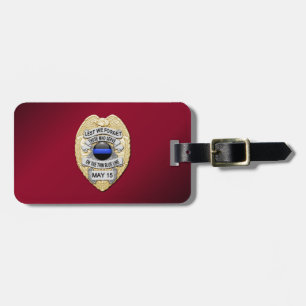 Thin Blue Line Badge with Button on Reverse Luggage Tag
