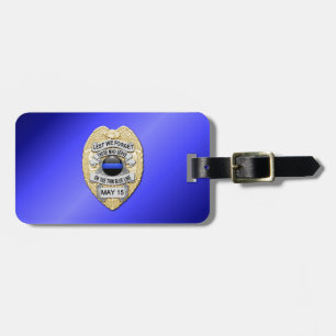 Thin Blue Line Badge with Button on Reverse Luggage Tag