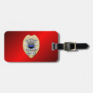 Thin Blue Line Badge with Button on Reverse Luggage Tag