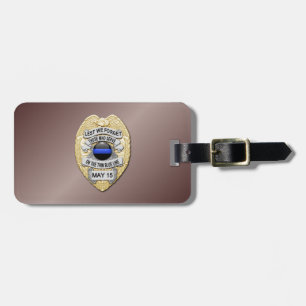Thin Blue Line Badge with Button on Reverse Luggage Tag