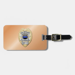 Thin Blue Line Badge with Button on Reverse Luggage Tag